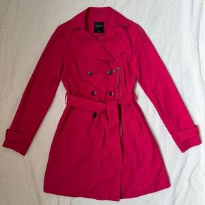 O'STIN Bright Pink Trench Coat | XS | Like New | Chic Belted Coat
